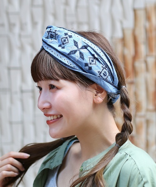チチカカ（TITICACA） ヘアバンド デニム刺繍ヘアバンド : ZOZOTOWN
