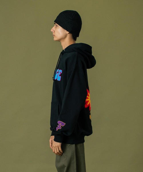 XLARGE ネイビー パーカー　フラワー XLARGE パーカー FLOWER PULLOVER HOODED SWEAT メンズ