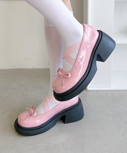 Loueme パンプス チャンキーヒールバレリーナシューズ