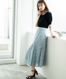 2024SS スカート 新品 2024ss ZARA woman 花柄 刺繍 シアー ミディスカート L