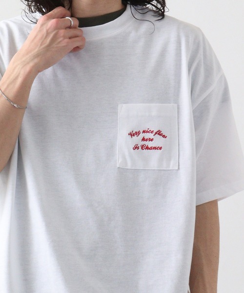 FUNALIVE tシャツ オーバーサイズ 胸ポケットワンポイント刺繍T