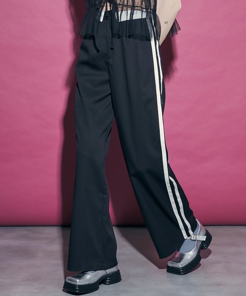 パンツ yuyu uyu. スラックス パンツ Turn Back Waist Side Line Pants