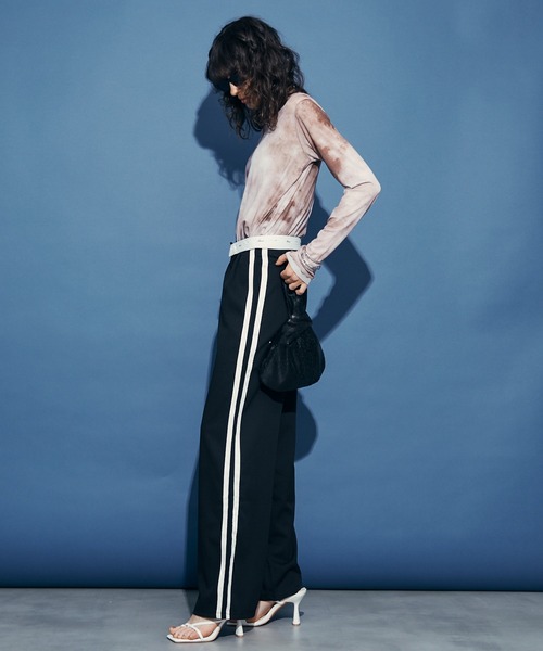 パンツ yuyu uyu. スラックス パンツ Turn Back Waist Side Line Pants