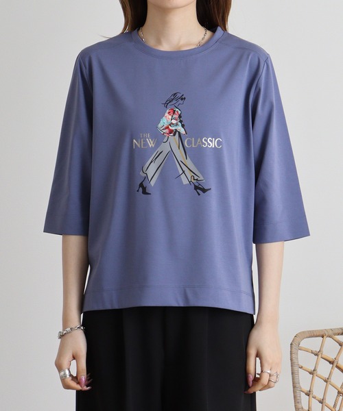 tシャツ BRODIAEA ウーマンプリント半袖Tシャツ レディース tシャツ BRODIAEA ウーマンイラストプリントTシャツ レディース