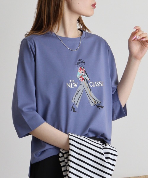 tシャツ BRODIAEA ウーマンイラストプリントTシャツ レディース