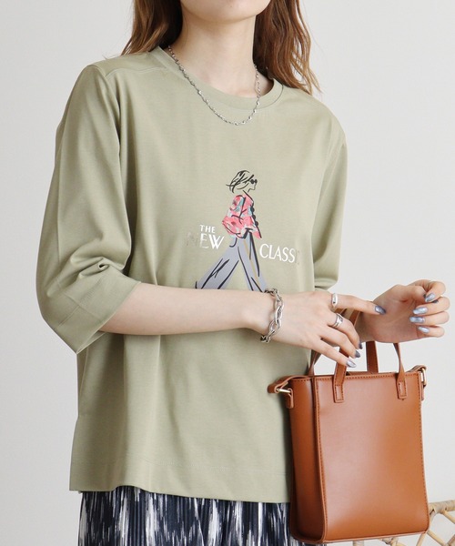 tシャツ BRODIAEA ウーマンイラストプリントTシャツ レディース