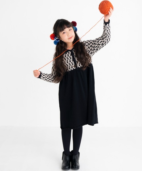 CAT ジャガードワンピース nino（ニノ） ワンピース KNIT Catジャガードワンピース キッズ