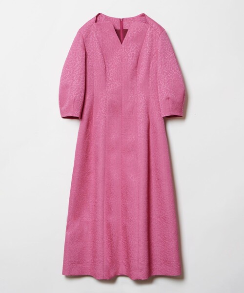 ルルウィルビー アルアバイル ジャガード ワンピース ツイード ピンク LOULOU WILLOUGHBY】ETIQUE フラワージャガードワンピース