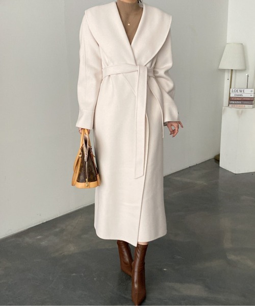 現行♡リムアーク ノーカラーチェックロングコート ウエストマーク ABITOKYO ノーカラーコート コート ノーカラーオーバーサイズ