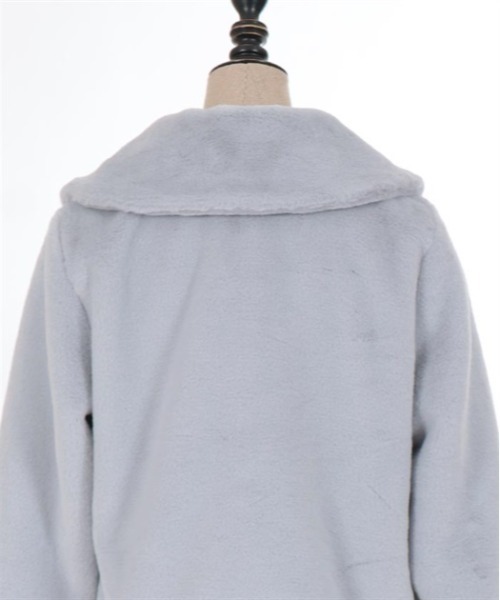 FENNEL フォックスファーポケット リボンショートコート グレー　38 axes femme POETIQUE ブルゾン アウター リボンポケットファーコート