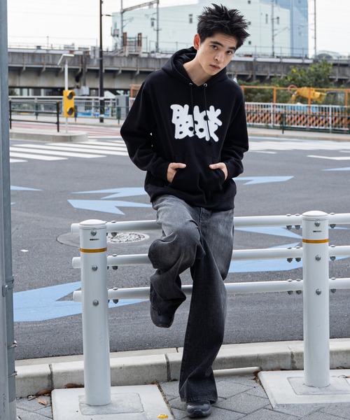 WEGO パーカー WEGO/リラックスフィットスプレーグラフィックパーカー