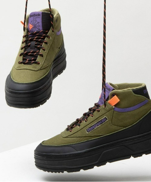 【REEBOK】CLUB C GEO MID BLK/GRN/RUP 国内発送 Reebok スニーカー クラブシー ゲオ ミッド / CLUB C GEO MID