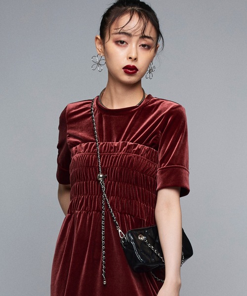 tシャツ 「MIDVEIN」ベロアTシャツ レディース