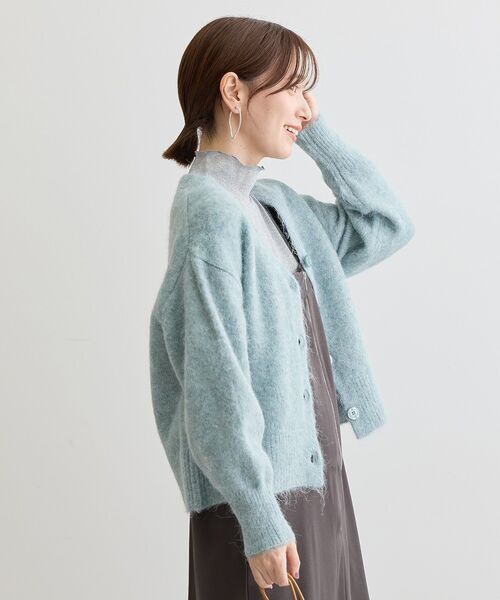 Green Parks（グリーンパークス） カーディガン 毛ふきシャギーVネック