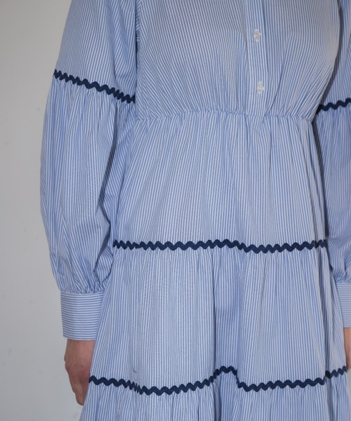ワンピース ollun stripe tiered one piece 新品タグ付き】 ollun stripe tiered one piece