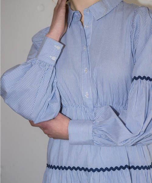 ワンピース ollun stripe tiered one piece M ollun stripe tiered one piece CreamSサイズ ワンピース