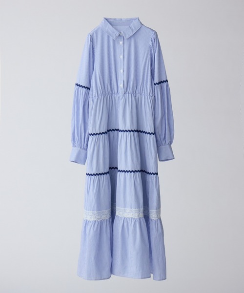 ワンピース waving stripe onepiece / ティアードストライプ
