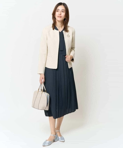 a.v.v ジャケット ノーカラージャケット ツイードノーカラー