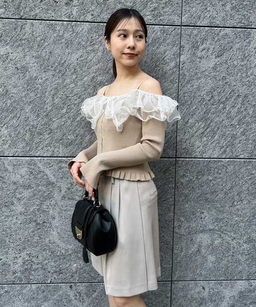 FRAY I.Dクリーム色 ベルト付き ショートパンツ ダブルサテンショートパンツ（ショートパンツ）｜FRAY I.D