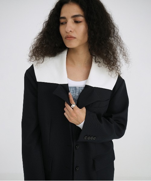 クラネ　SAILOR COLLAR TAILORED JACKET クラネ CLANE SAILOR COLLAR TAILORED JACKET （NAVY） -靴