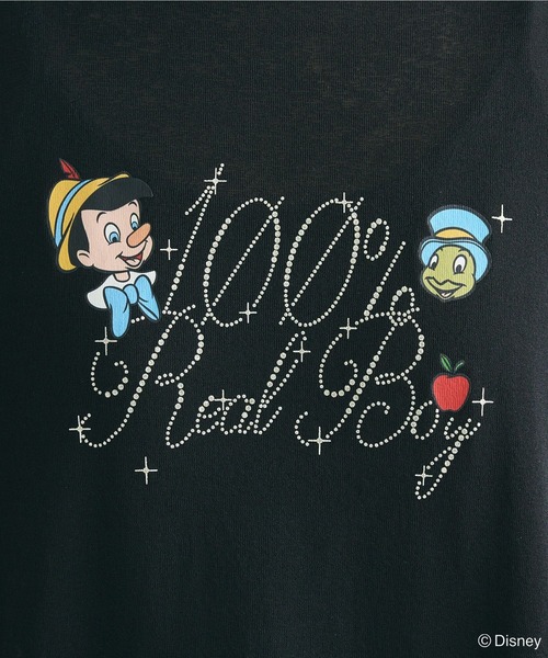 Disney tシャツ ピノキオ/ラメロゴシアーTシャツ レディース