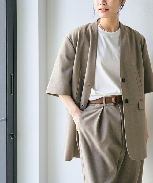 RONEL ジャケット ノーカラージャケット ノーカラー ハーフ