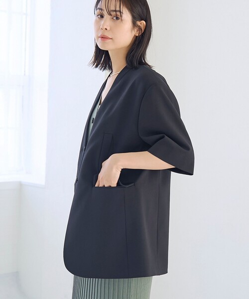 RONEL ジャケット ノーカラージャケット ノーカラー ハーフ