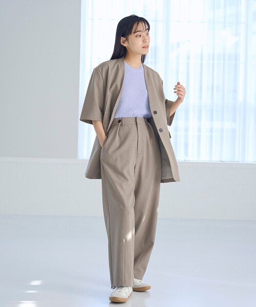 RONEL ジャケット ノーカラージャケット ノーカラー ハーフスリーブ