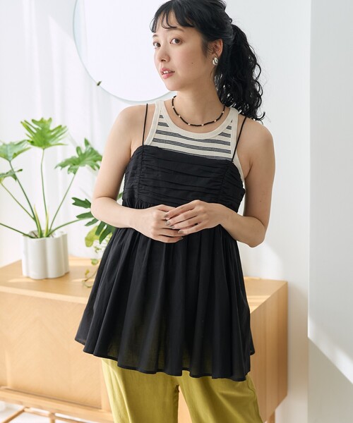 みみちゃんママ288バックリボンチュニックベスト(BK)・64 FREAK'S STORE（フリークスストア） チュニック インド キャンブリック