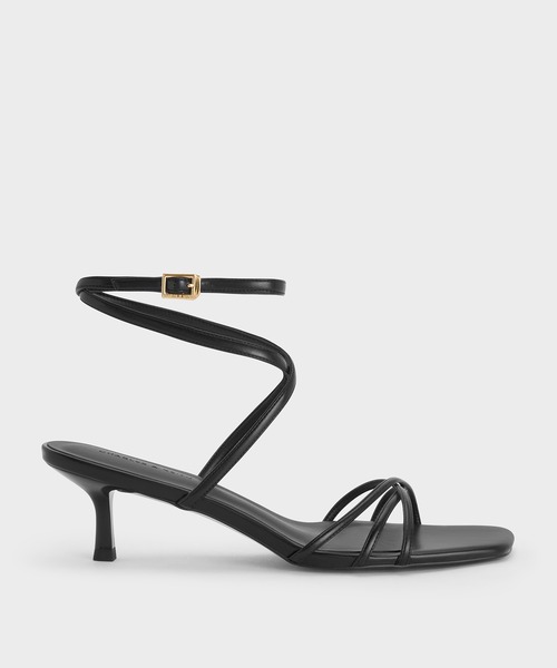 【 】カルバンクライン キトゥンヒールサンダル CHARLES & KEITH サンダル ストラッピー スクエアトゥキトゥン