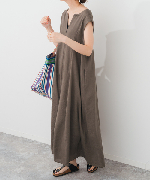Spick&Span リネンレーヨンストレートワンピース リネンレーヨンストレートワンピース | スピック＆スパン(Spick