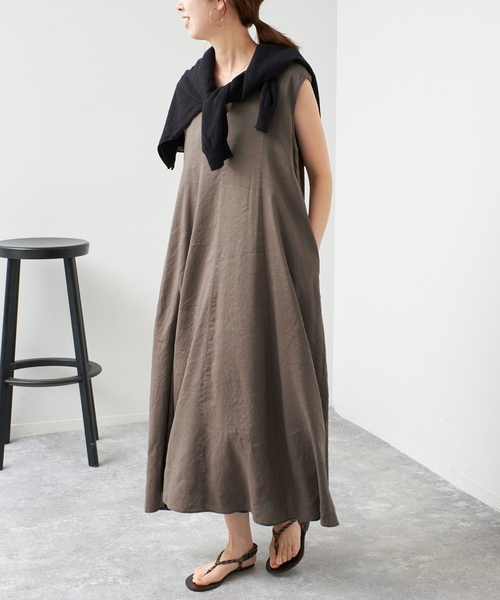 spick&span リネンブレンド2wayフレアワンピース Spick＆Span ワンピース リネンブレンド2WAYフレアワンピース