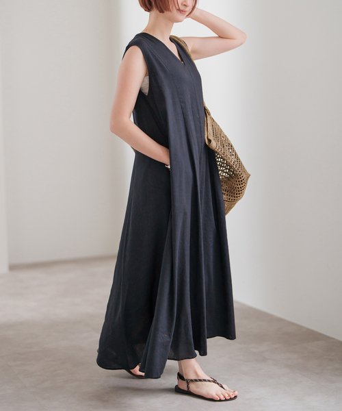 spick&span リネンブレンド2wayフレアワンピース Spick＆Span ワンピース リネンブレンド2WAYフレアワンピース