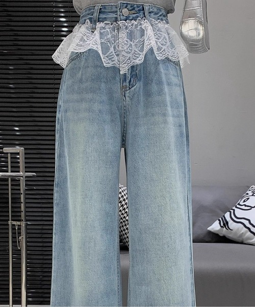 D&G フレアデニムパンツ レースフリル付き D&G フレアデニムパンツ レースフリル付き