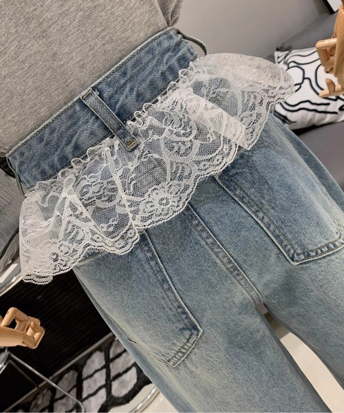 D&G フレアデニムパンツ レースフリル付き D&G フレアデニムパンツ レースフリル付き レディース