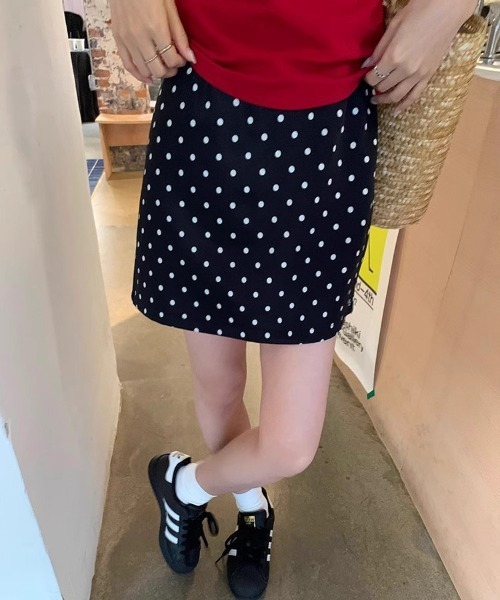 【国内発送】VALENTINO ドット柄 ミニスカート RED VALENTINO - レッドヴァレンティノ IR3RA0351G9 ドット柄