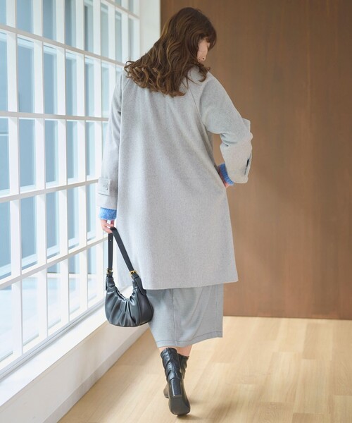 「Feroux」 ノーカラーコート 2 ブラック レディース_画像3