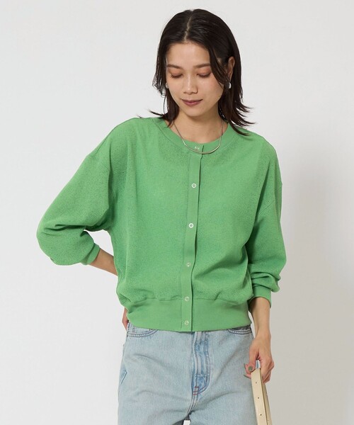 green label relaxing カーディガン シアー サーマル レディース