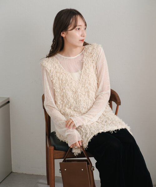 tシャツ 「WEB限定」ランダムチュールメローTEE レディース Kastane tシャツ 「WEB限定」ランダムチュールメローTEE