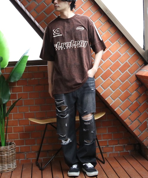 8 tシャツ グランジ加工サッカーTシャツ メンズ レディース