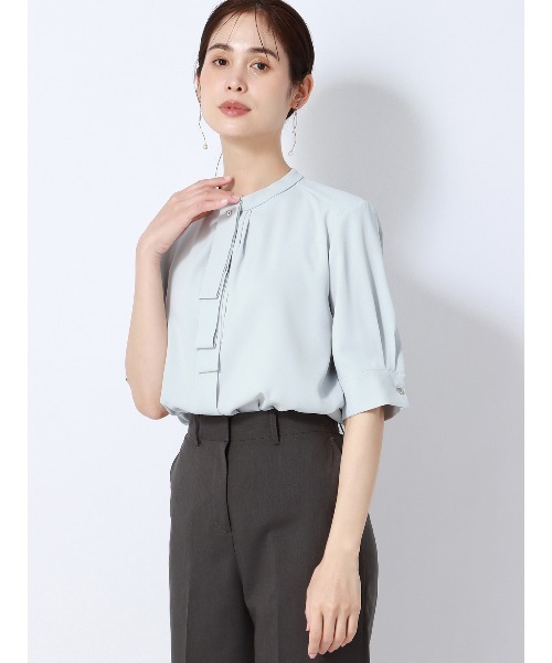 2月15日までお取り置き♡半袖2wayバーブラウス イエロー 【ウォッシャブル】5分袖 2WAYバー取り外しブラウス UVカット