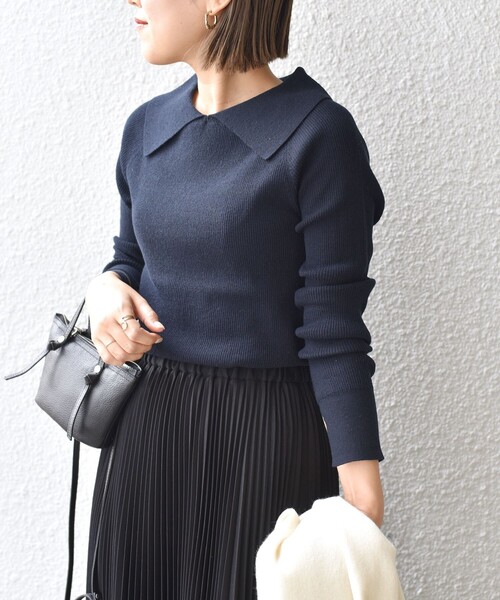 「SHIPS」 長袖ニット ONE SIZE ネイビー レディース
