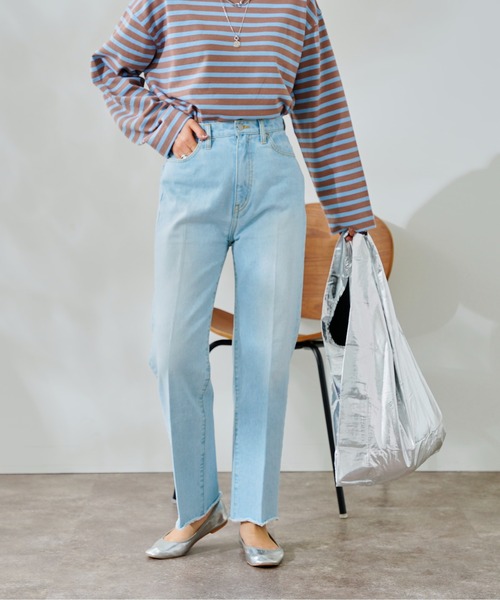 [DouDou] обработка Denim брюки 38 голубой женский 