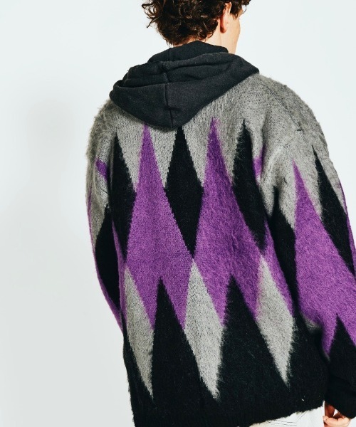 「TOWNCRAFT」 ニットカーディガン X-SMALL パープル メンズ_画像4