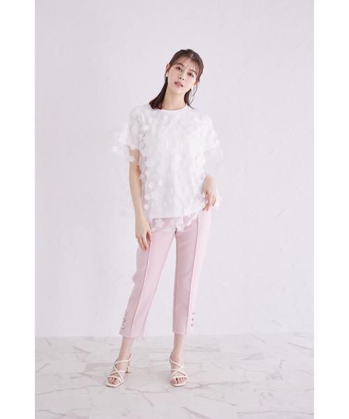 tシャツ シアーフラワーモチーフカットプルオーバー レディース tocco closet tシャツ シアーフラワーモチーフカットプル