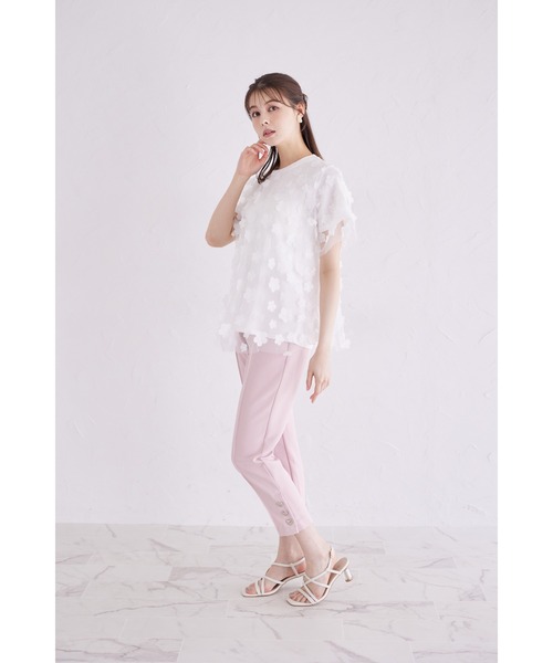 tシャツ シアーフラワーモチーフカットプルオーバー レディース tocco closet tシャツ シアーフラワーモチーフカットプル