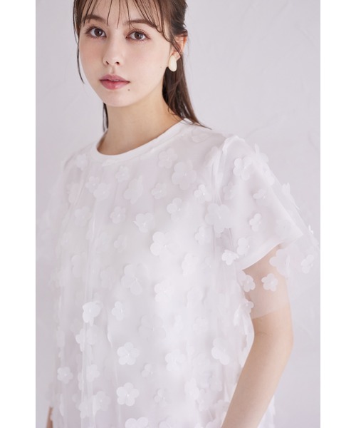 tシャツ シアーフラワーモチーフカットプルオーバー レディース tocco closet tシャツ シアーフラワーモチーフカットプル