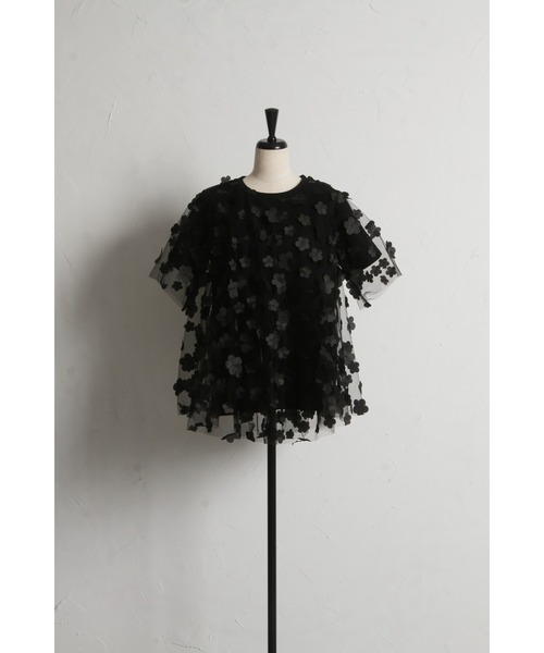 tocco closet tシャツ シアーフラワーモチーフカットプル