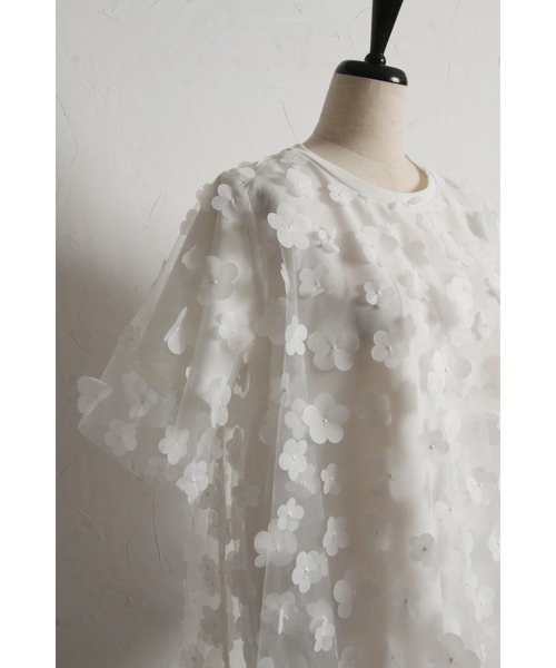 tocco closet tシャツ シアーフラワーモチーフカットプル