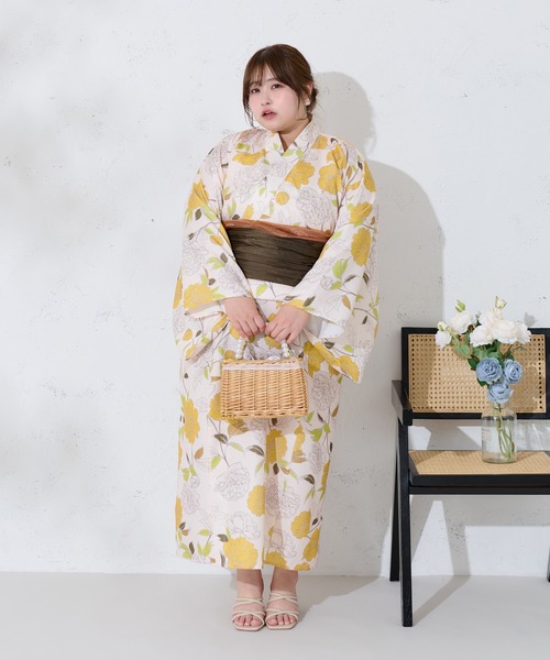セパレート浴衣 コン花柄　 6,900円（税込） Honeys 浴衣 ゆかた 2025浴衣 花柄 レトロ セパレート 巻き